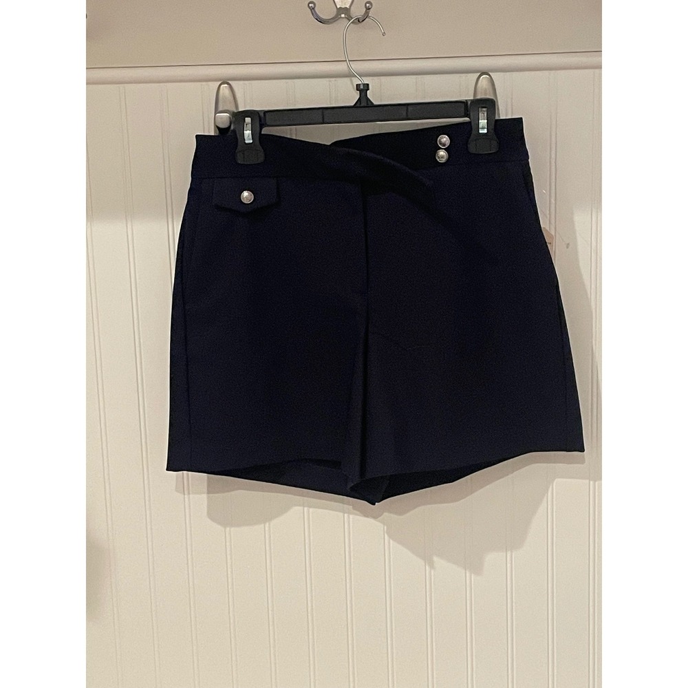 Rachel Zoe Navy Blue Wrap Skort High Waisted‎ Button Detail Size 8